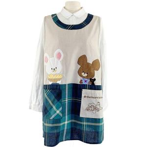 くまのがっこう エプロン チェック柄 グリーン系...の商品画像