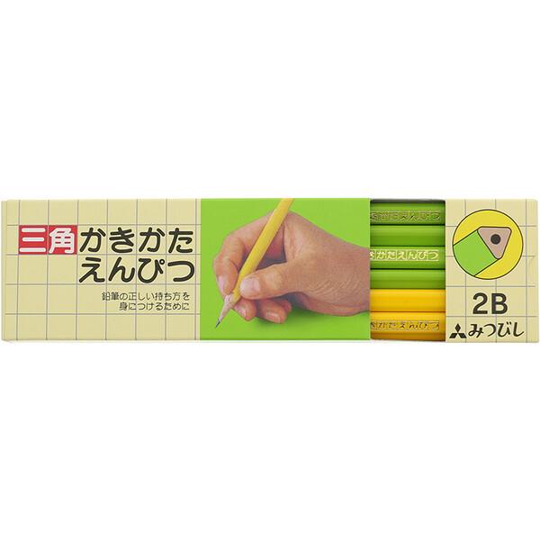 三菱鉛筆 かきかた鉛筆 三角軸 2B 黄緑 1ダース K45632B [01] 〔メール便対象〕