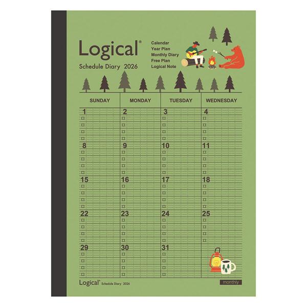 ナカバヤシ 2026年 手帳・ダイアリー ロジカルダイアリー 月間ノートタイプA B6 キャンプ 月...