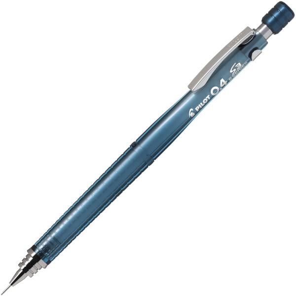 シャープペンシル S3 エススリー 0.4mm 透明ミッドナイトブルー ロングガイドパイプ 勉強 製...