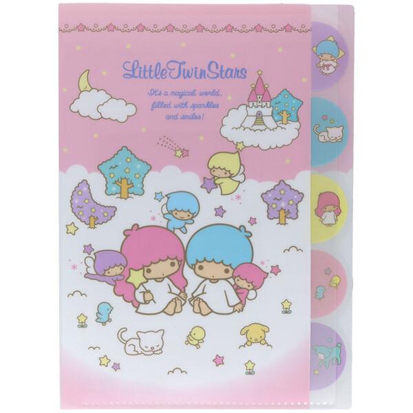 リトルツインスターズ ダイカットクリアファイル 5ポケット A4 キキ&amp;ララ ホログラム 書類 かわ...