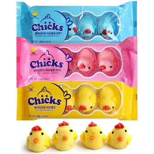 Chicks ひよこマシュマロ 3個セット ピンク　イエロー　ブルー　各40g