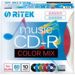 RiTEK CD-RMU80.10PMIXC 音楽用CD-R 80分/10枚 5色カラーミックスAV・情報家電:オーディオ関連:CD-Rメディア｜damap