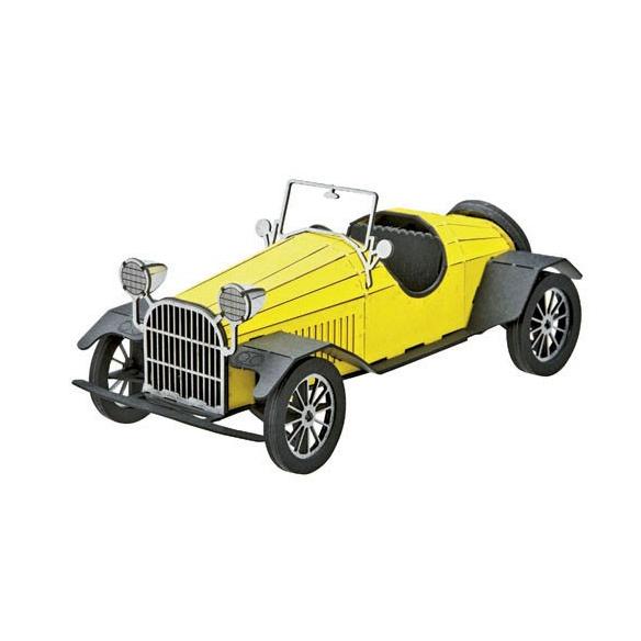 立体　ペーパークラフト　ウラノ　３Ｄペーパーパズル　クラシックカー＜イエロー＞ （送料無料・小型便に...
