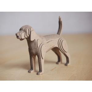 ペーパークラフト　ダンボール 　動物　ビーグル　段々犬　Beagle（送料無料・小型便にて配送）