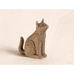 ペーパークラフト　ダンボール 　動物　猫　段々猫　sitting-b（送料無料・小型便にて配送）