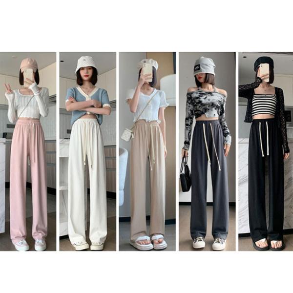 UVカット 冷感タイプ登場 夏 ワイドパンツ 涼しい 韓国ファッション ワイドレッグパンツ レディー...