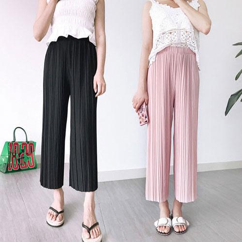 ワイドパンツ ボトムス シフォン プリーツパンツ レディース 快適通気 レディース 春夏 トレンド ...