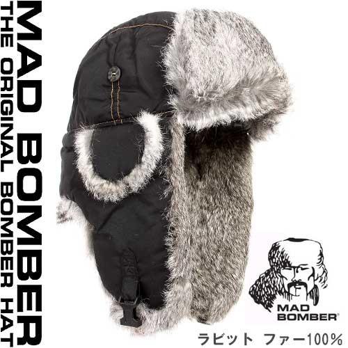 304BLK hat ロシア ハット ラビットファー100％ 帽子 スキー　ボンバーハット パイロッ...