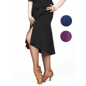 【人気!!】パピヨン ラテンスカート M L No.620 黒 紺 紫 社交ダンス レッスン パーティー 検定 ミディ丈 兼用スカート 美シルエット 高品質｜ダンスショップ グレース ヤフー店