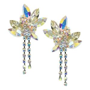 PINK イヤリング P-714 レッド×オーロラ×クリスタル 社交ダンス