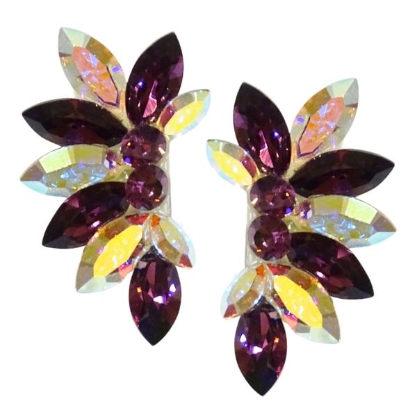 PINK イヤリング P-002 ダークパープル×オーロラ 社交ダンス アクセサリー 輝くパーティー...