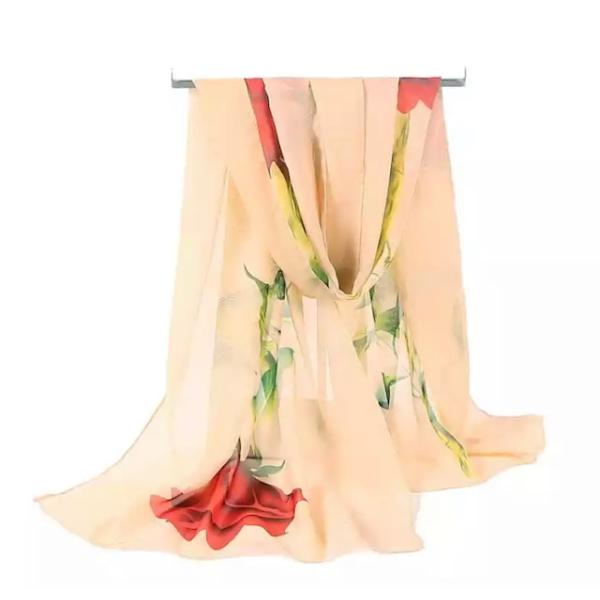 スカーフファッション女性ローズロングシフォンソフトラップスカーフレディースショールシフォンスカーフス...