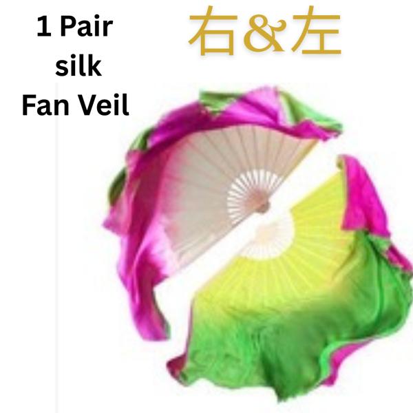 ダンスファンベール1ペア100シルク両面デュアルカラーデザインパホーマンススタジオアクセサリーベリー...