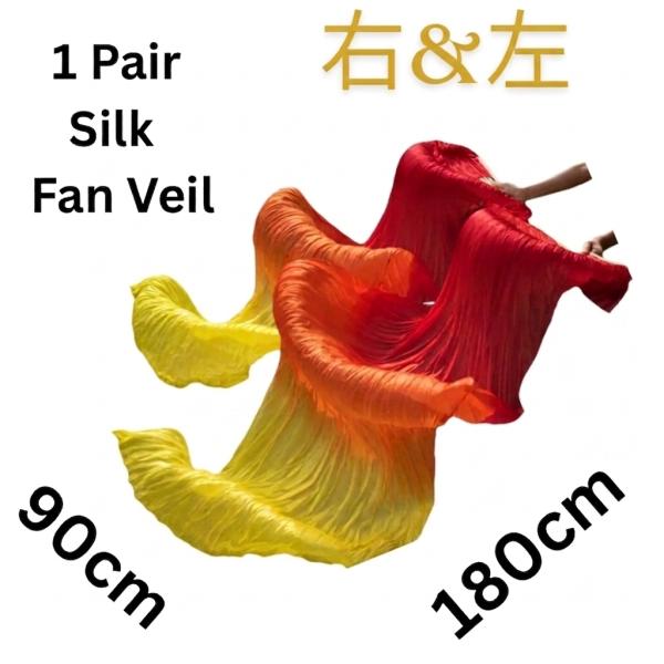 ベリーダンス ファンベール シルク100% 天然竹製 180cm 左右1組（2本）グラデーション