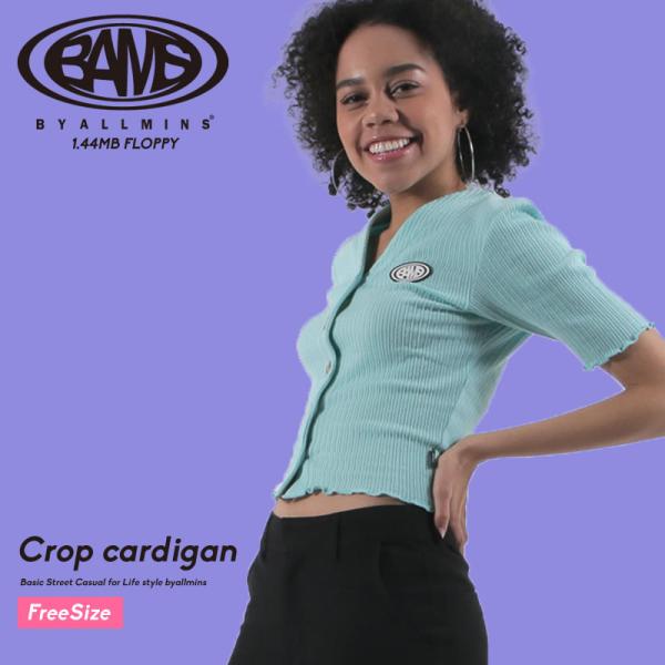 byallmins バイオールミーンズ リブニットカーディガン 半袖 クロップトップ  Crop c...