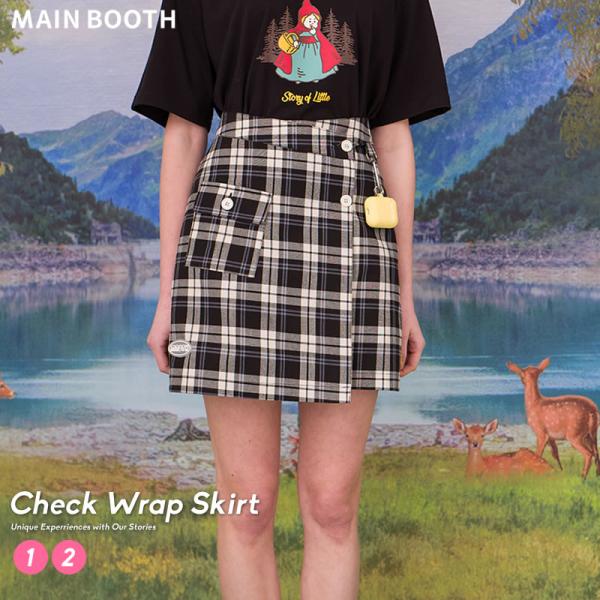 MAIN BOOTH メインブースチェックラップスカート ホワイトブラック MB20SSSK513 ...