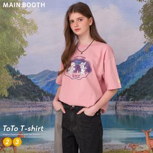 MAIN BOOTH メインブース Tシャツ ToTo T-shirt ピンク メンズ レディース ペアルック お揃いコーデ カップル 友達 韓国 ファッション ブランド｜dance3