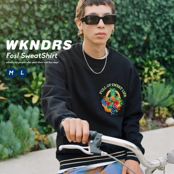 WKNDRS ウィークエンダーズ フォッシルスウェットシャツ ブラック メンズ トレーナー 裏起毛