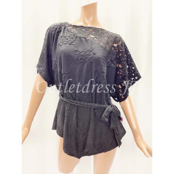 社交ダンス・ダンス衣装　JJ DRESS DESIGN ウエストリボンチュニック　ブラック柄M【T0...