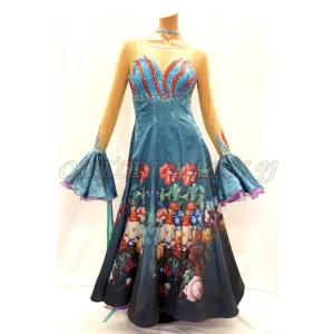 5424 社交ダンスドレスjjplus ジェード柄 レッスンウエア 社交ダンス ダンス衣装 M625 ヨーロッパ製 Mサイズ インポート品 M625 Mサイズ セール特価返品ok