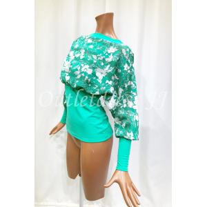 社交ダンス・ダンス衣装 プリントネットデザインカットソー ホワイト花