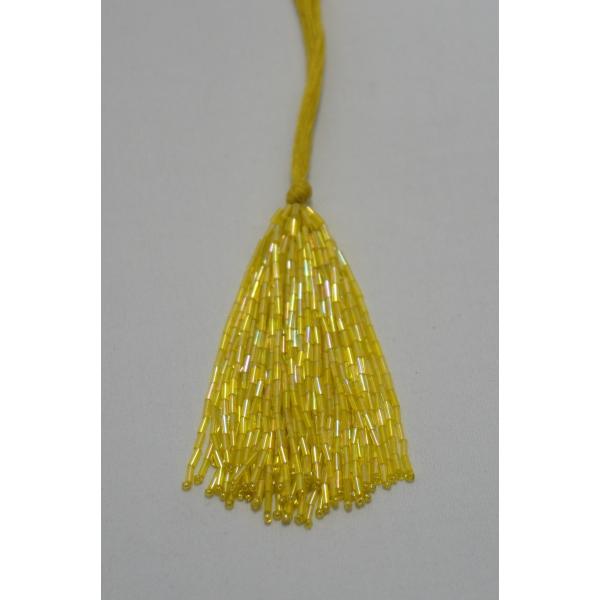 【SALE】クリスタルビーズ　糸通し竹ビーズ　7cm丈　50本｛サマーゴールド｝ セール価格550円...