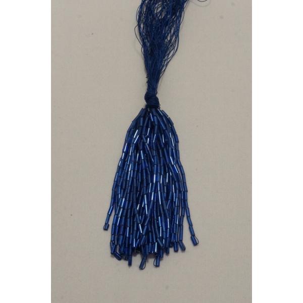 【SALE】クリスタルビーズ　糸通し竹ビーズ　7cm丈　50本｛サファイア｝ セール価格550円(込...