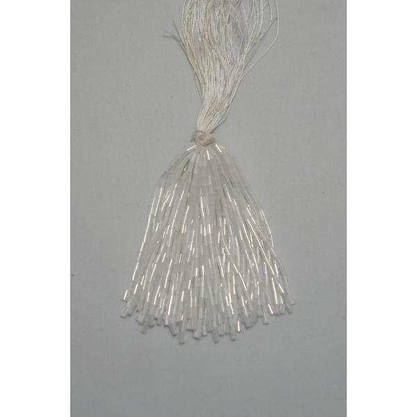 【SALE】クリスタルビーズ　糸通し竹ビーズ　7cm丈　50本｛ホワイト｝ セール価格550円(込)...