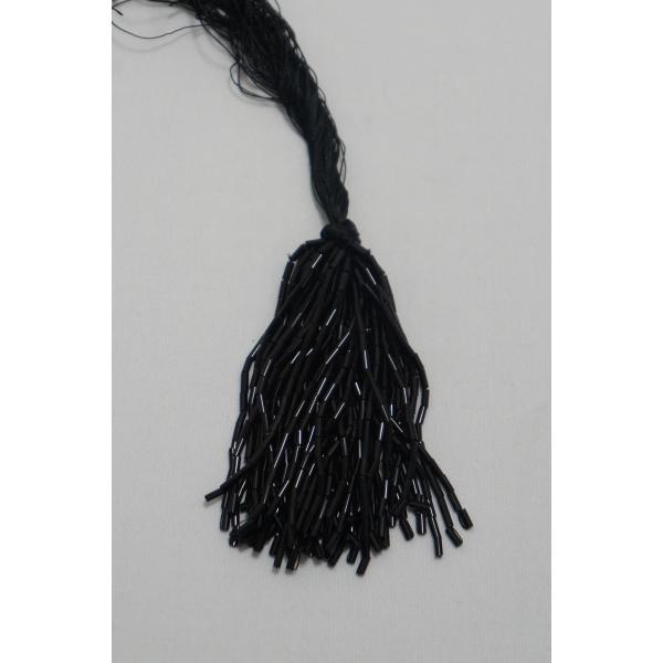 【取寄せ】クリスタルビーズ　糸通し竹ビーズ　7cm丈　50本｛ジェット｝ セール価格550円(込)/...