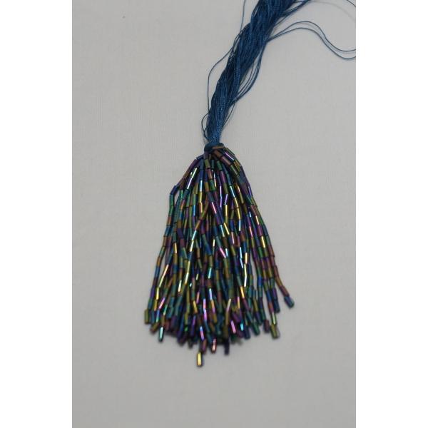 【SALE】クリスタルビーズ　糸通し竹ビーズ　7cm丈　50本｛ジェットAB｝ セール価格550円(...