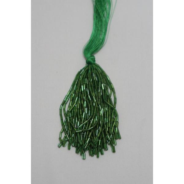 【SALE】クリスタルビーズ　糸通し竹ビーズ　7cm丈　50本｛エメラルド｝ セール価格550円(込...