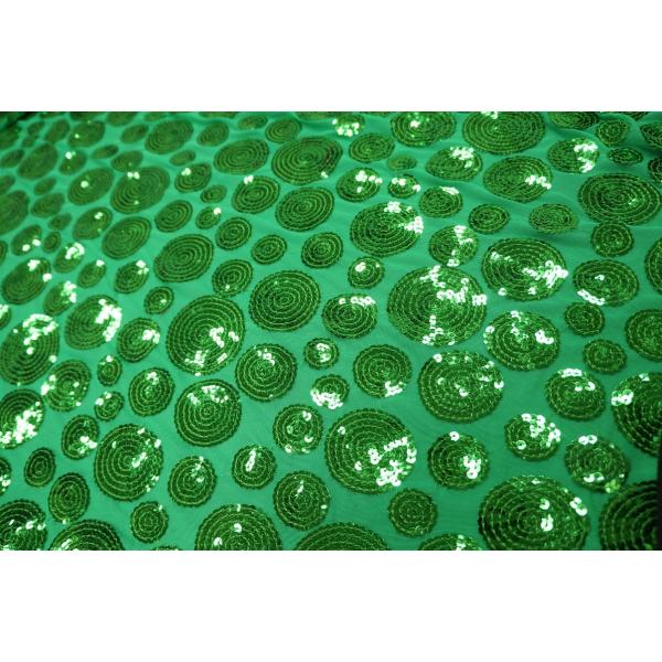 社交ダンス・ダンス衣装　 生地　英国製シークインメッシュ　スパンコール｛ポルカ―エメラルド｝50cm...