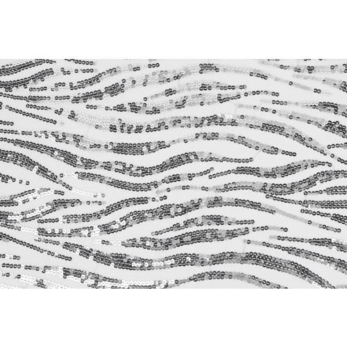 社交ダンス・ダンス衣装　 生地　英国製シークインメッシュ　スパンコール ｛オリオン―ホワイト-シルバ...