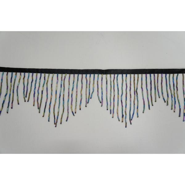 【SALE】ウェーブビーズフリンジ　｛ブラックミックス｝ 50cm〜10cm刻み　定価から70%引き...