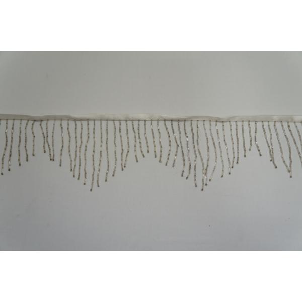 【SALE】ウェーブビーズフリンジ　｛ホワイト｝※難有※ 50cm〜10cm刻み　定価から70%引き...