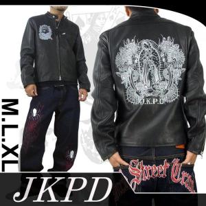 Junky's Paradise　JLRJ-005　合掌マリア柄刺繍シングルライダースジャケット　JKPD｜dandara