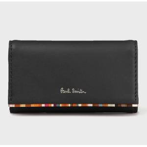 ポールスミス キーケース レディース 正規品 新品 クロスオーバーストライプトリム キーケース  Paul Smith  873313 W541 ブラック ギフト包装無料