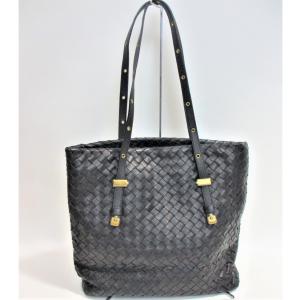 ボッテガヴェネタ BOTTEGA VENETA イントレチャートレザーレザー トートバッグ 黒｜dandelion-onlineshop