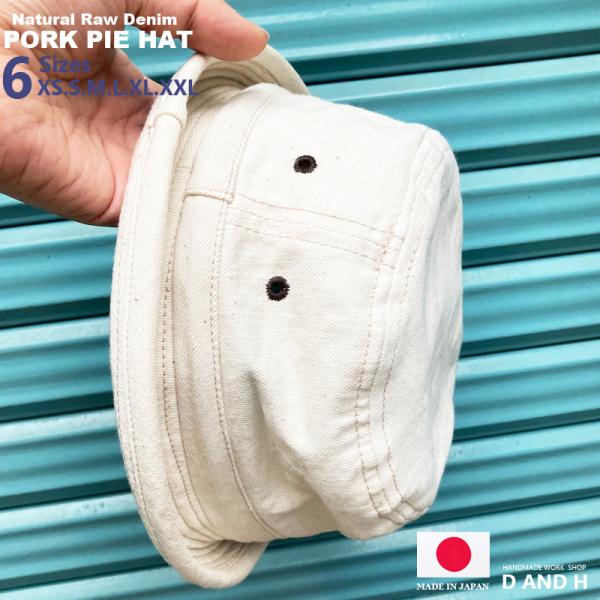 ポークパイハット　キバタキナリセルビッチデニム　生機　生成り