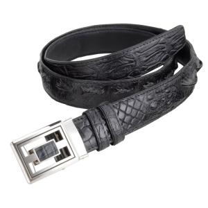 クロコダイル・背革スライド式ワンタッチバックルベルト - ダンディ