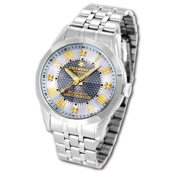 天然ダイヤモンド付きソーラー電波時計 - ダンディクラブ