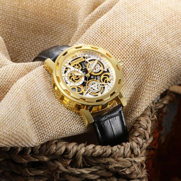 天然ダイヤ2石スケルトンクォーツ時計 - ダンディクラブ