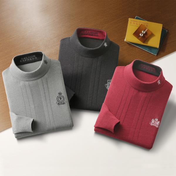 刺しゅう入りハイネックセーター3色組 - ダンディクラブ