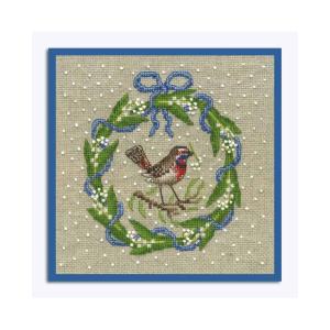 Le Bonheur des Dames クロスステッチ刺繍キット 輸入 【 5月のリース　May Wreath Bluethroat 】 フランス｜danishembroidery