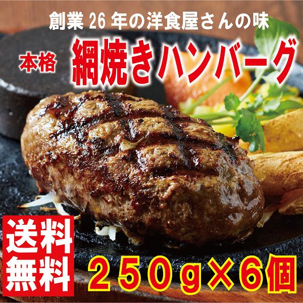 ハンバーグ 専門店【網焼きハンバーグ 250g×6】送料無料 ギフト お取り寄せグルメ 2021