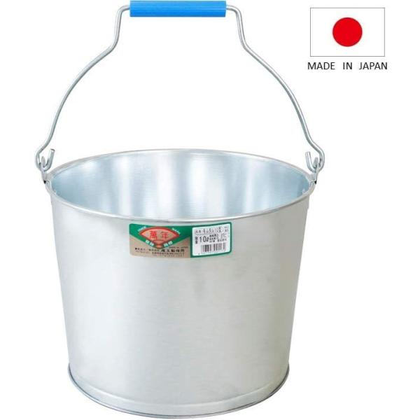 工事用バケツ 10L トタン 日本製 モルタル ブリキ 頑丈 大容量 おしゃれ ハンドル付き 取っ手...