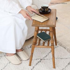 サイドテーブル 丸 木製 アンティーク おしゃれ 無垢材 天然木 カフェ