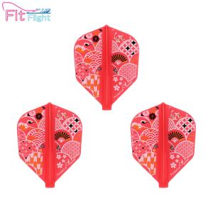 COSMO DARTS(コスモダーツ) Fit Flight(フィットフライト) Printed Series Japanese Pattern2(ジャパニーズ パターン2) シェイプ レッド　(ダーツ フライト)｜dartshive