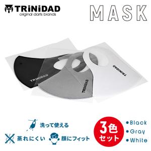 マスク 3枚入り TRiNiDAD 3色セット トリニダード ロゴ入り 洗えるマスク やわらか 花粉対策 (ポスト便OK/2トリ)｜dartsshoptito